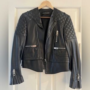 Balenciaga Black Leather Moto Jacket 38